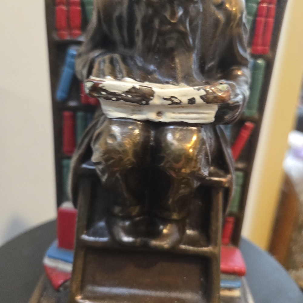 Vintage Bronze Bookend with Red and Blue Accents - Picture 9 of 12